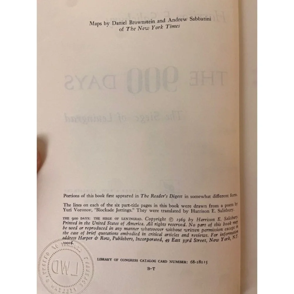 The 900 Days The Siege of Leningrad Harrison E Salisbury Hardcover History Book